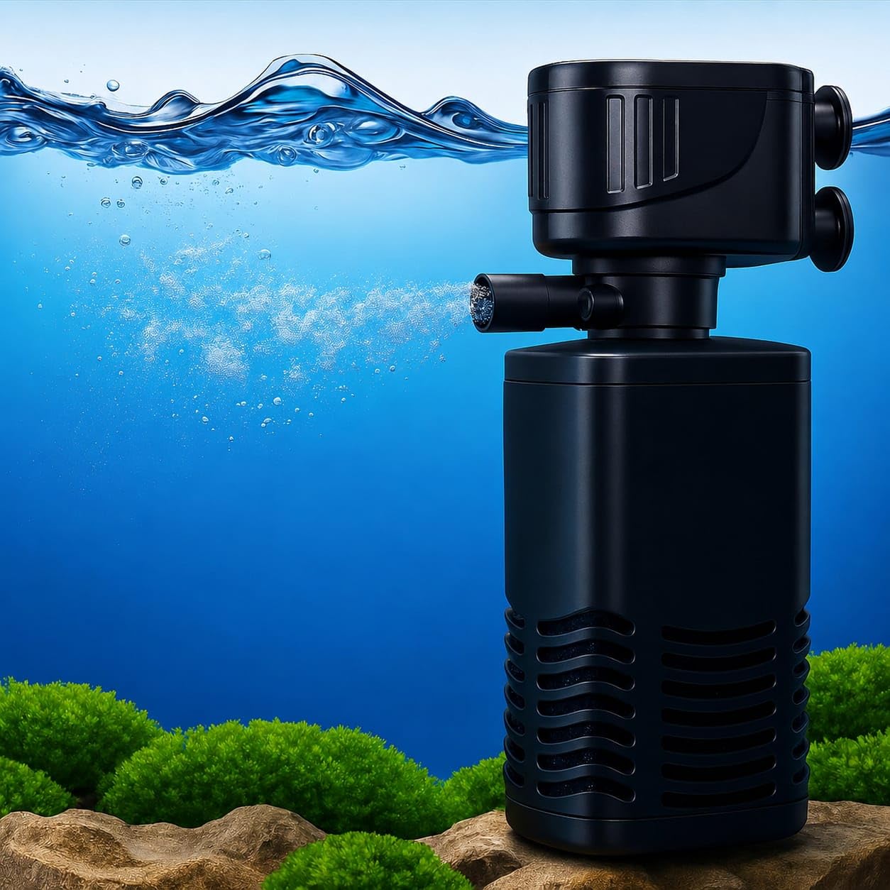 HOME BARGAINS 4 in 1 Aquarium Filter for Medium Fish Tank 15W | Silent Submersible Internal Water Filter Pump with Oxygen Pipe | 800L/H Powerful Water Filtration for 1.5ft to 2.5ft Aquarium Tank-image-15
