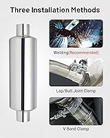 Vista 5 de EVIL ENERGY Silenciador resonador de 2 pulgadas de acero inoxidable (entrada/salida de 2.0 pulgadas, 13.8 pulgadas de longitud)