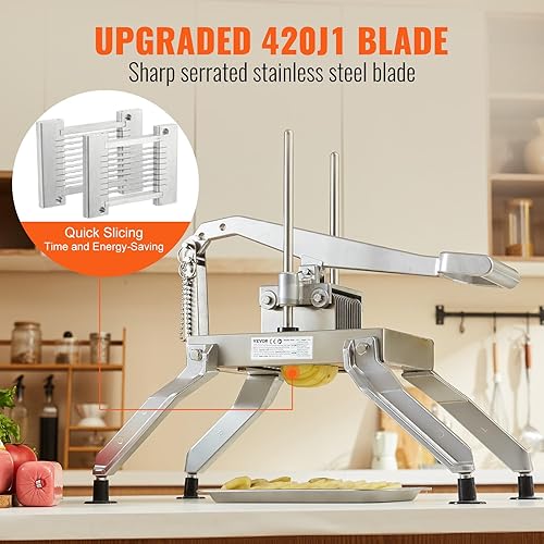 Miniatura 5 de VEVOR Rebanadora comercial de verduras, rebanadora de tomate de 14 y 12 pulgada, cortador de verduras de acero inoxidable y aleación de aluminio,