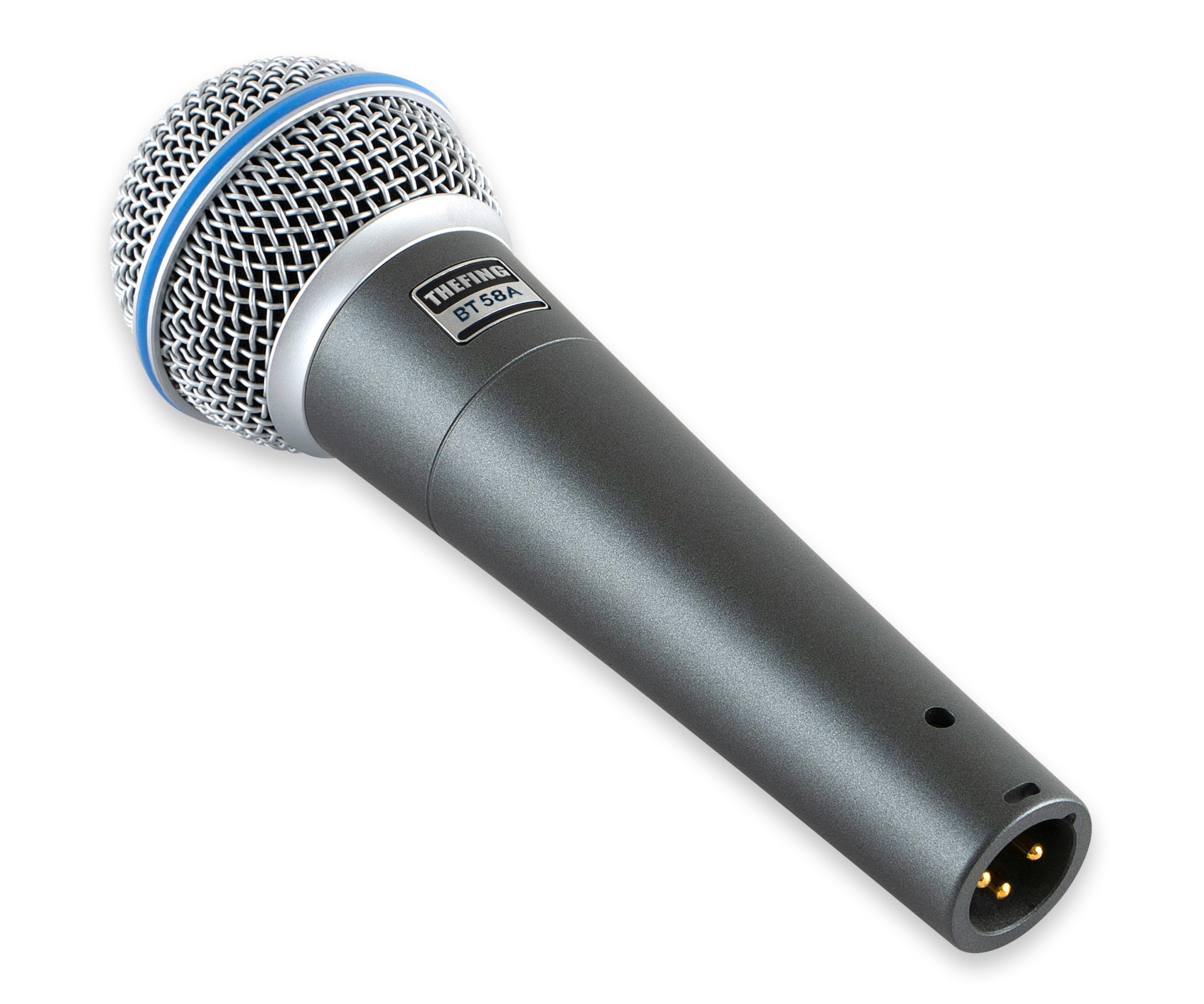 BT - Micrófono vocal supercardioide dinámico con cable 58A, incluye cable de audio XLR de 16 pies y adaptador de soporte, para cantar en escenario, estudio, mezclador, altavoz y karaoke,