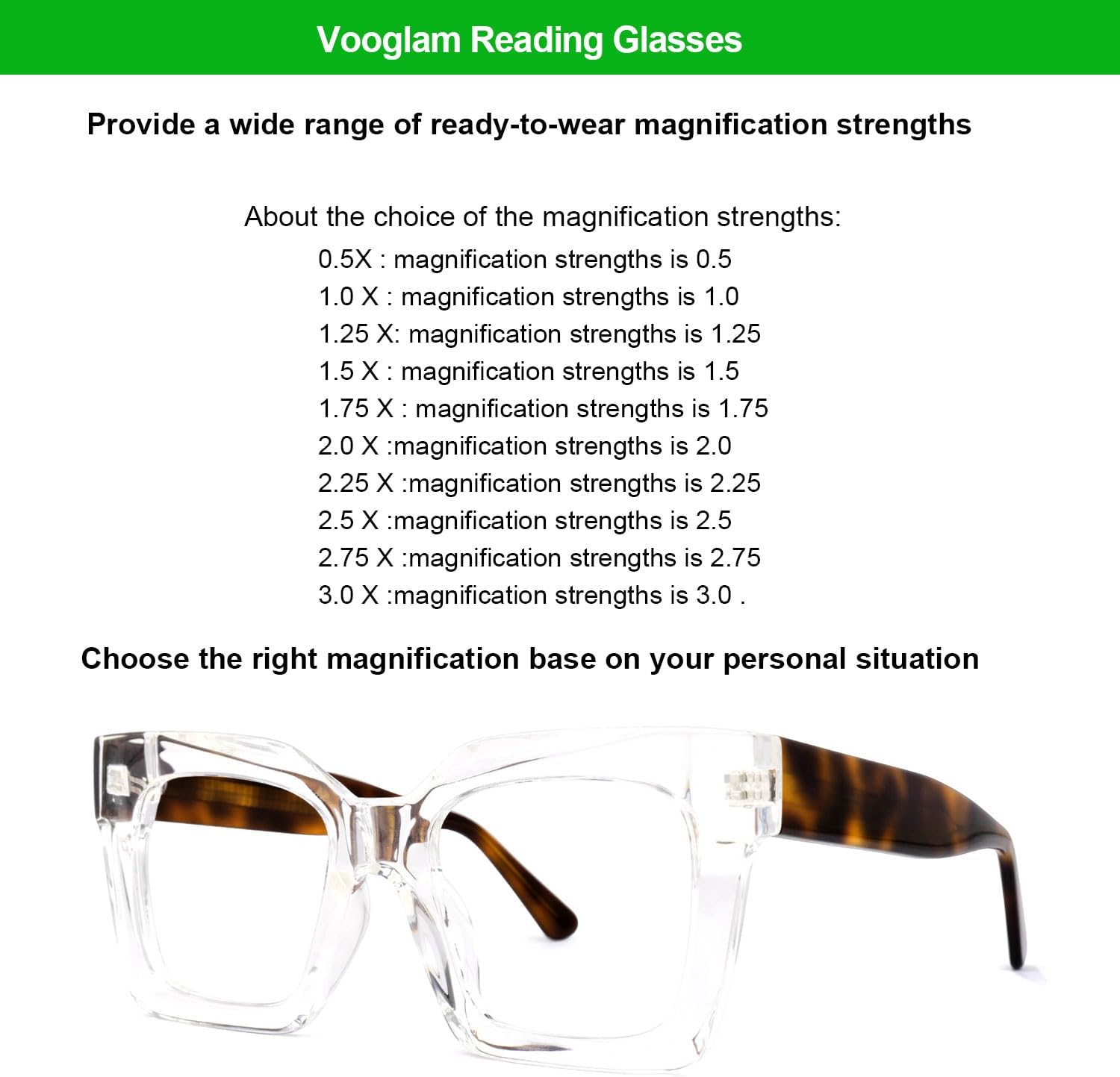 VOOGLAM Square Blue Light Reading Glasses For Women Men Anti Eyestrain Dry Eyes Readers Pacheco - Image 5