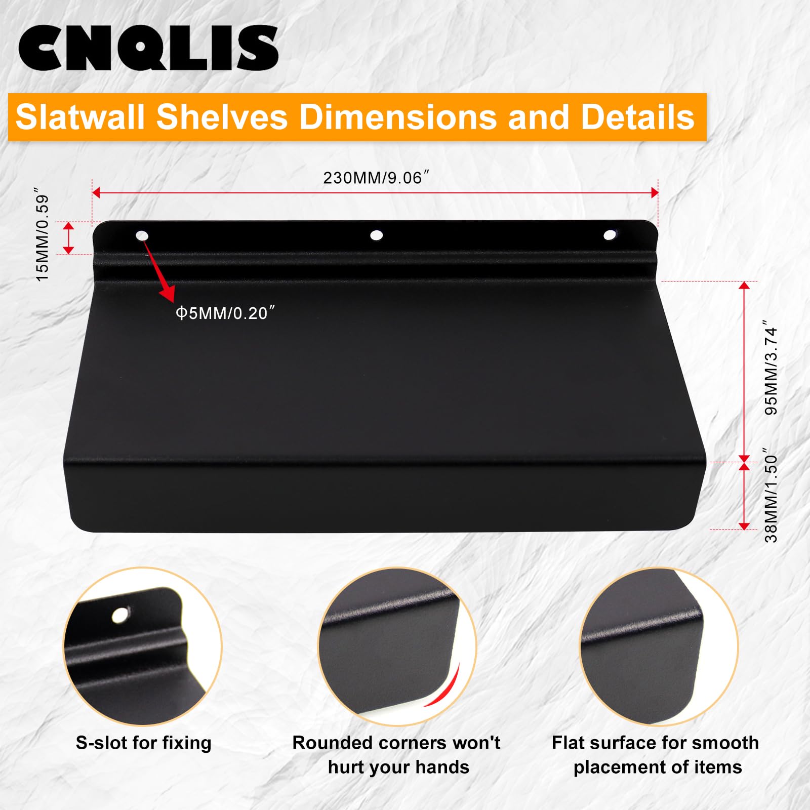 CNQLIS Lot de 10 Étagères Murales à Lattes en Métal à Suspendre - 10,2 x 22,9 cm - Noir