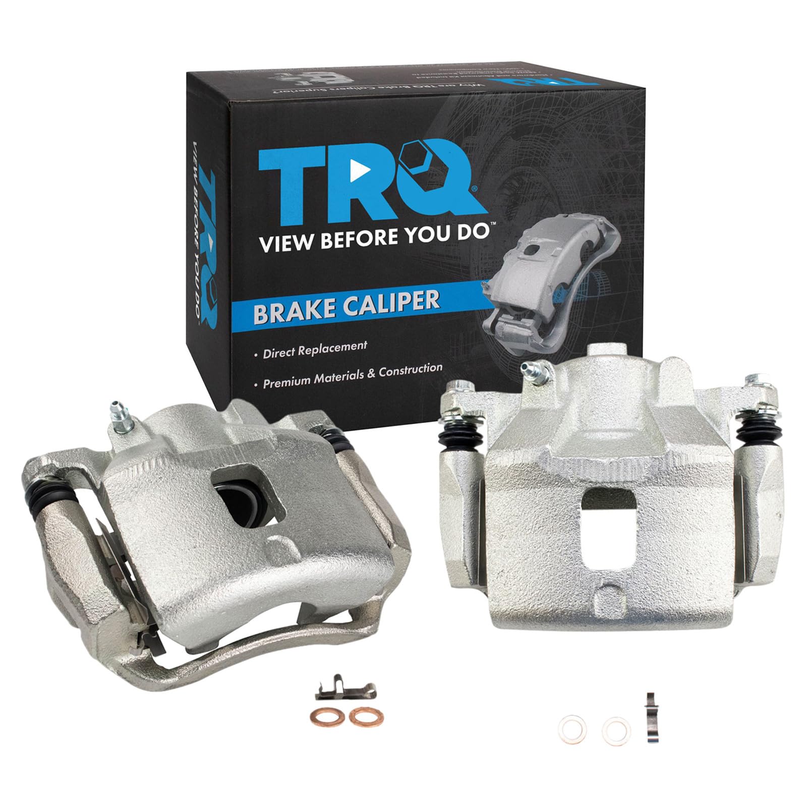 TRQ Front Driver and Passenger Side Brake Caliper Set Caliper Brackets