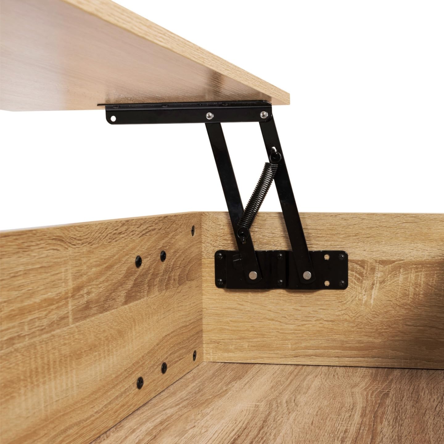 IDMarket - Mesa baja con bandeja elevable rectangular Phoenix Madera y Blanco