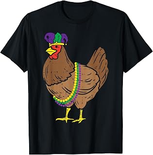 Jester Chicken Beads Mardi Gras Funny Farming Men Women Kids T-Shirt