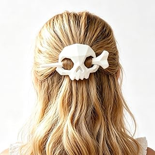 3D Printed Luminous Skull Halloween Hair Clips, Glow in Dark Spooky Skull Hair Barrettes, Funny Gothic Hair Clips, Spooky Hair Accessories for Women Halloween Cosplay Party Costume 1PCS
