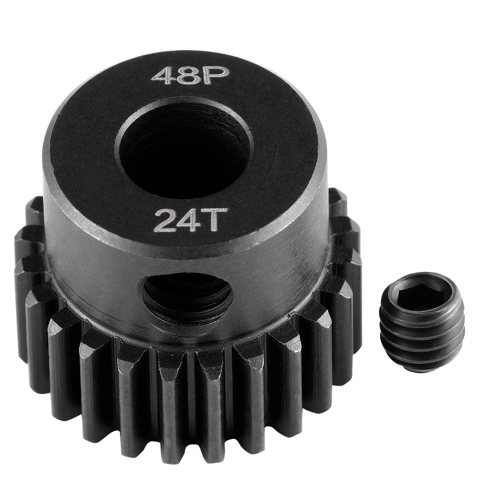 Runup Steel 48P 5 mm Bore Sprocket Motor Gear 17-29T for Arrma HPI Kyosho Losi Axial Tra-xxas Tamiya 1/5 1/6 1/8 1/10 RC Car Monster Truck Buggy (24T)