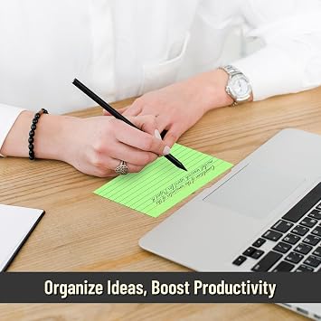 300 Count Index Cards 3 x 5 Inch Ruled Green Index Cards, Flash Cards College Ruled for Office School Supplies and Home Organization, Durable Study To Do List Note Cards with Ruled Lines