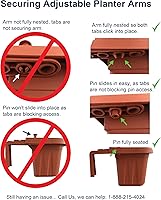 Vista 6 de Apollo Exports International AP-30312 - Maceta de barandilla ajustable de 24 pulgadas, aspecto ratan, color blanco