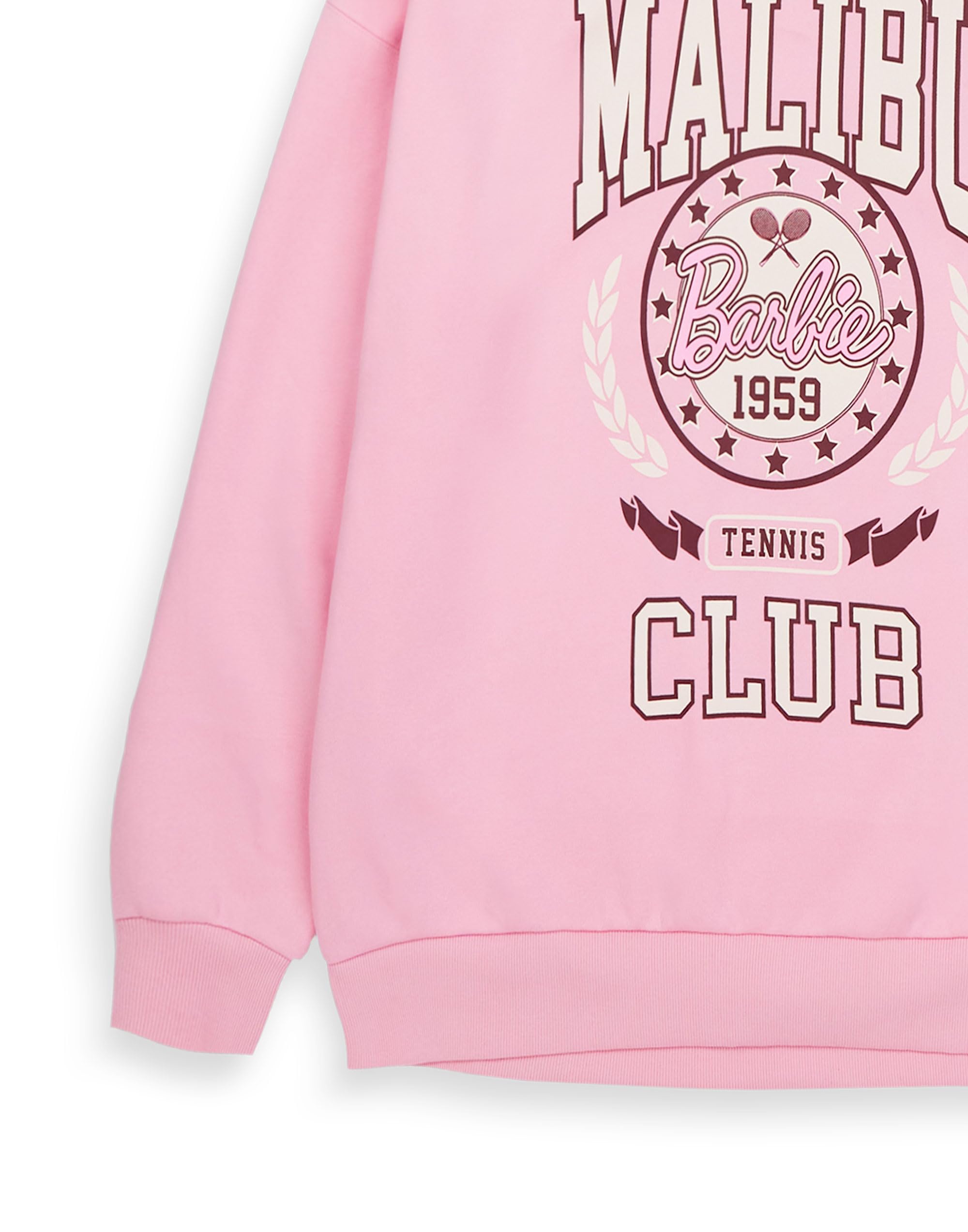 Barbie Survêtement femme en rose | Mesdames Malibu Tennis Club 1959 graphique pull ou pantalon de jogging | Écusson de sport Style Vintage | Poupée film vêtements marchandise cadeau pour elle