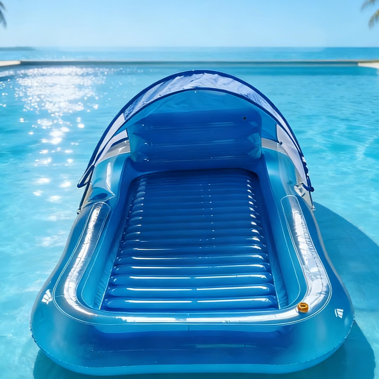 Transat gonflable avec design d'eau pour le confort par temps chaud pendant les bains de soleil en plein air Tapis flottant en PVC