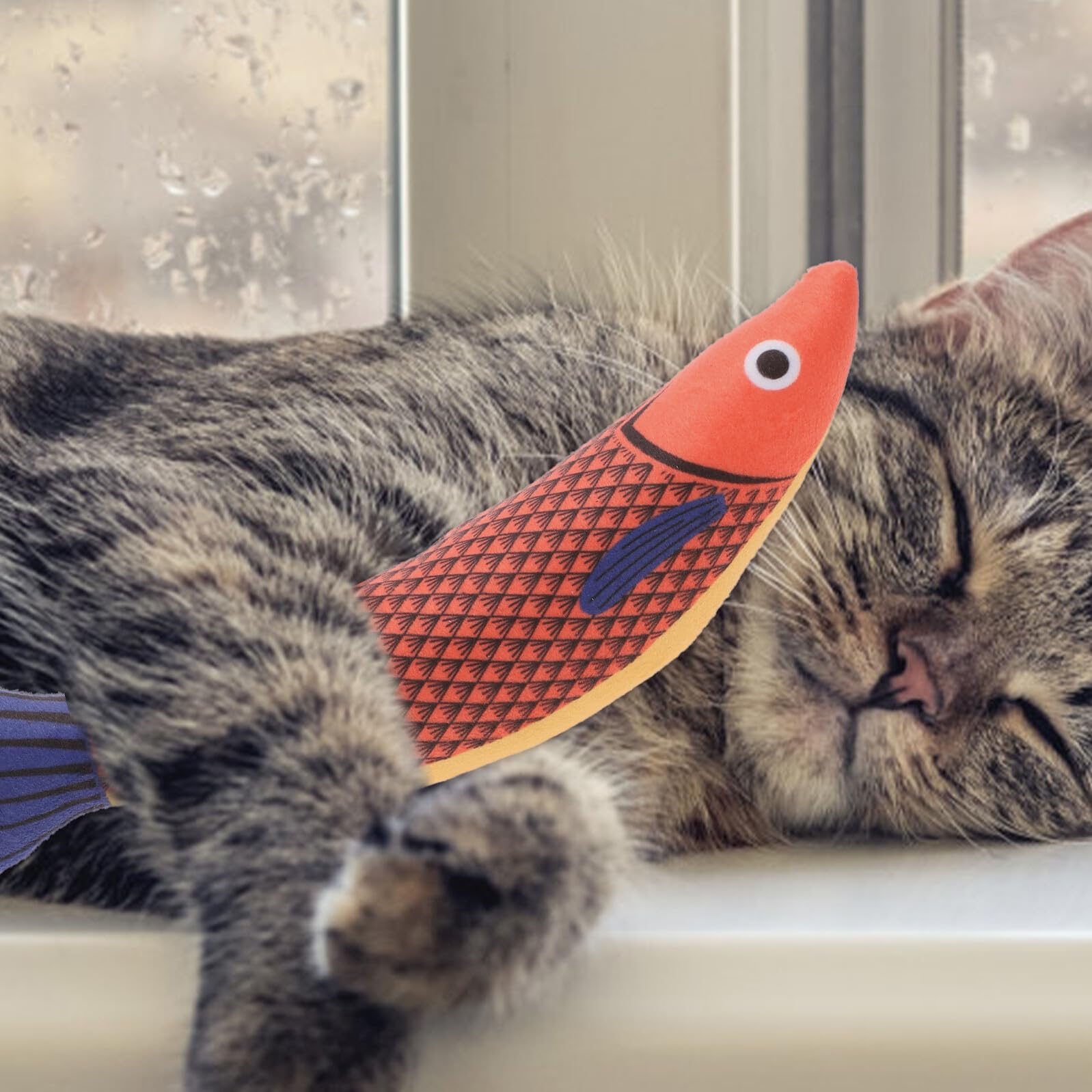POPETPOP Jouet Chat Peluche Poisson Interactif Herbe à Chat Intégrée