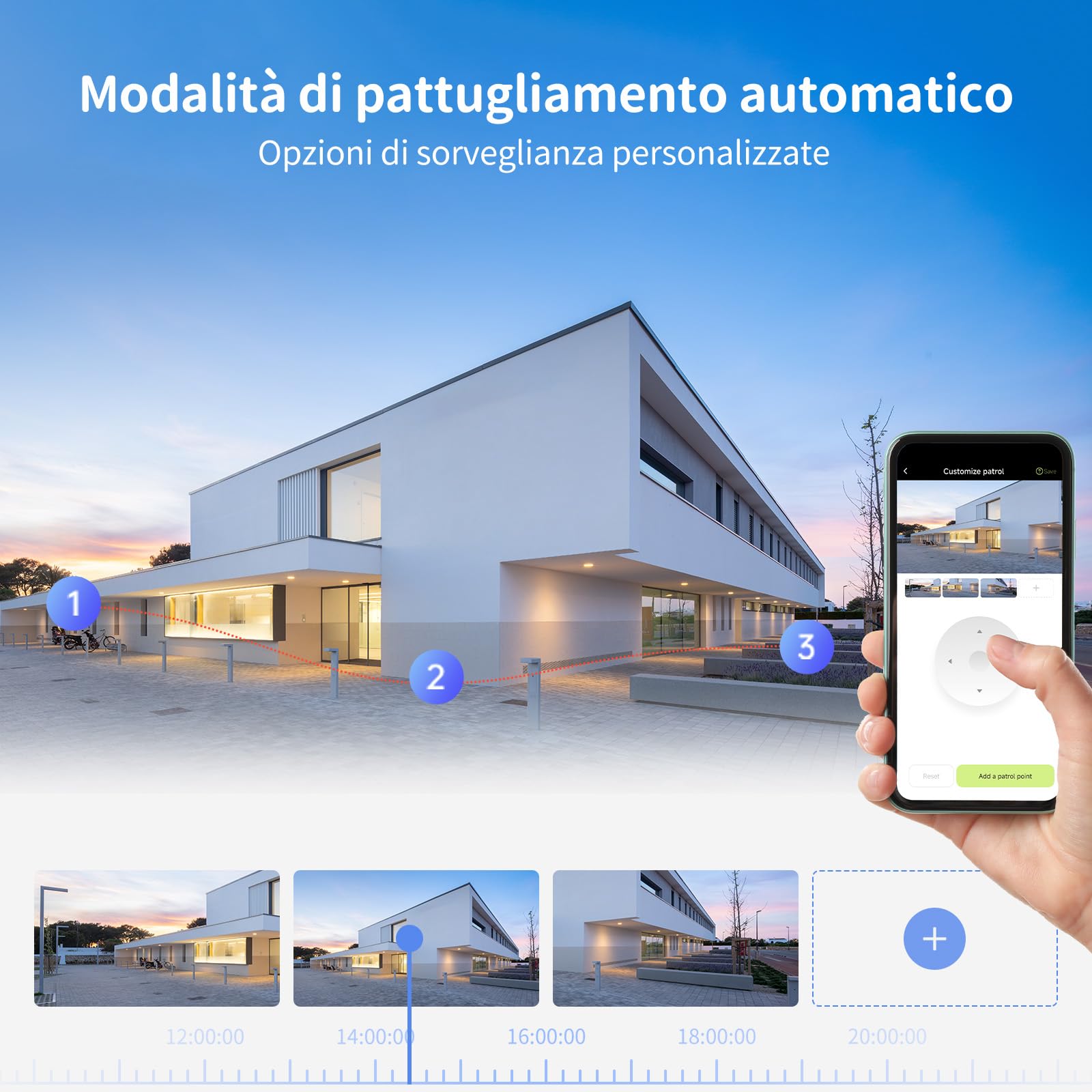 Beans View 2K+2K (3MP+3MP) Telecamera di Sorveglianza Esterno a Doppio Obiettivo, Wi-Fi 2,4 GHz, Sicurezza a 360°, Tracciamento Auto, Rilevamento di Persone, Visione Notturna a Colori (D320)