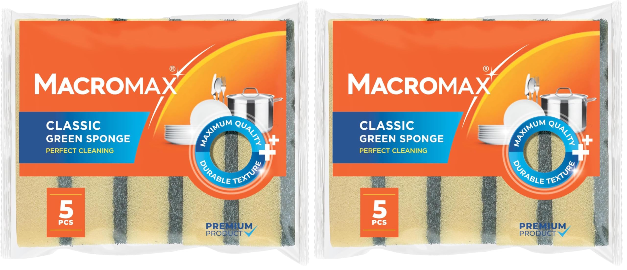 Macromax Klasik Yeşil Bulaşık Süngeri 10'li Paket, Dayanıklı ve Etkili Kir Sökücü