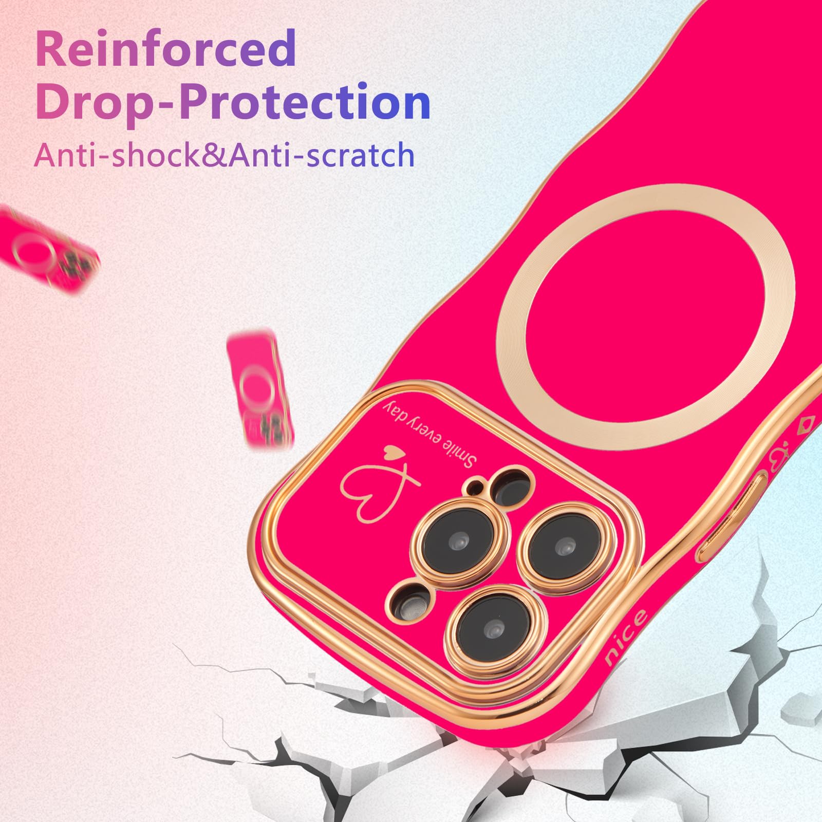 For IPhone 14 Plus/15 Plus Case 6.7 Inch,Cute Curly Wave Frame Shape Case With Star Space Pattern, Clear Slim Shockproof Hard PC Bumper Phone Case For IPhone 14 Plus/15 Plus, Black