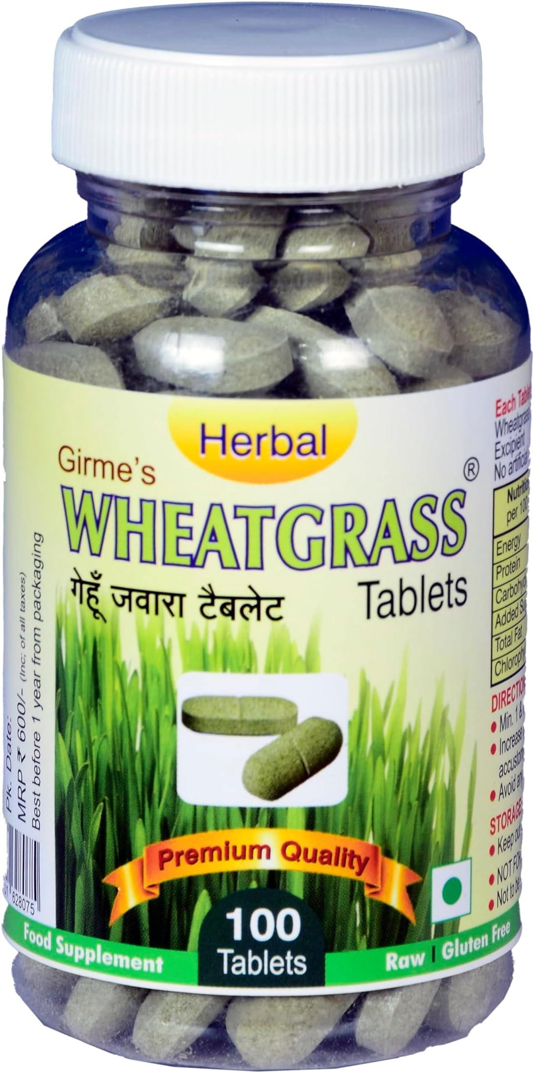 Girme’s Wheatgrass Tablets - 1g x 100 Tablets Pack