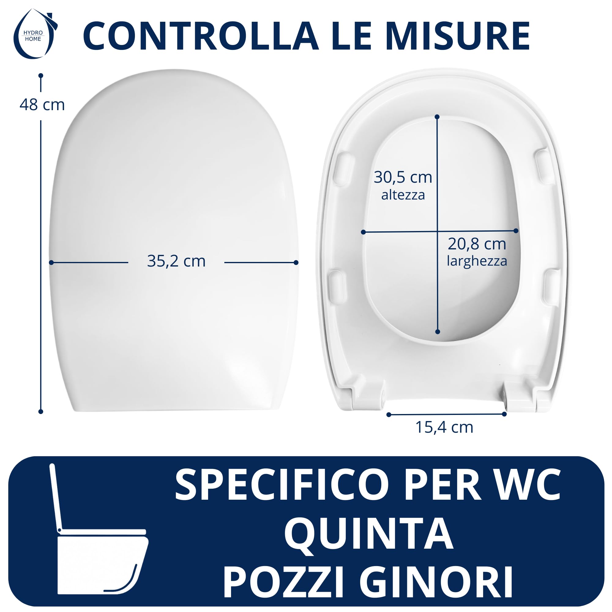 WC-Sitz Quinta Pozzi Ginori – Duroplast, Weiß, Mit Edelstahl-Scharnieren, Made In Italy
