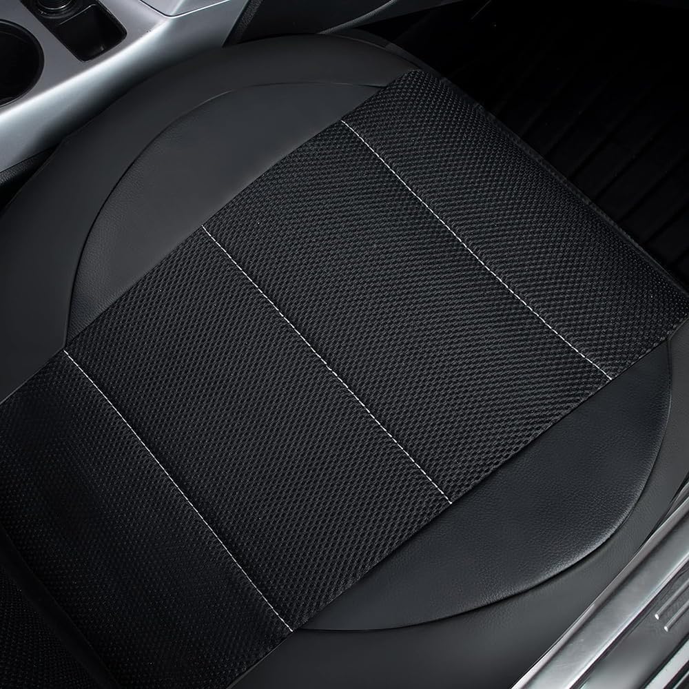 Housses de Siège Voiture pour Hyundai Kona Hybrid Electric SUV 2018-2026 | Ensemble Complet de Housses Siege Auto en Cuir PU Imperméable Antidérapant,Black
