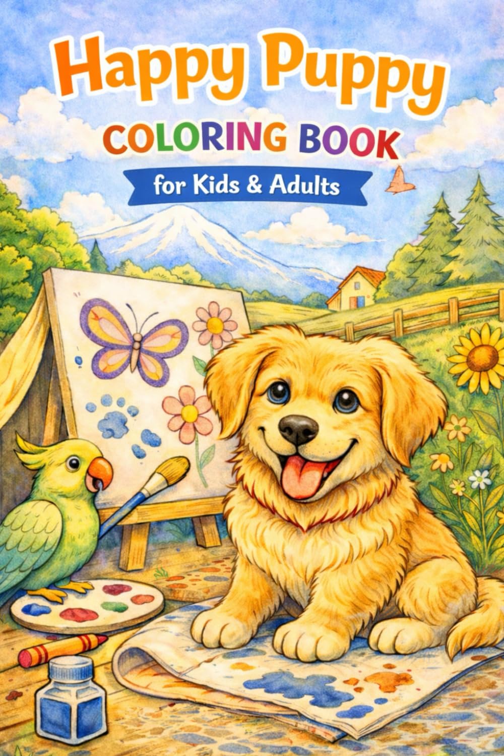Happy Puppy: Cozy Pets: A Stress Relief Coloring Book
