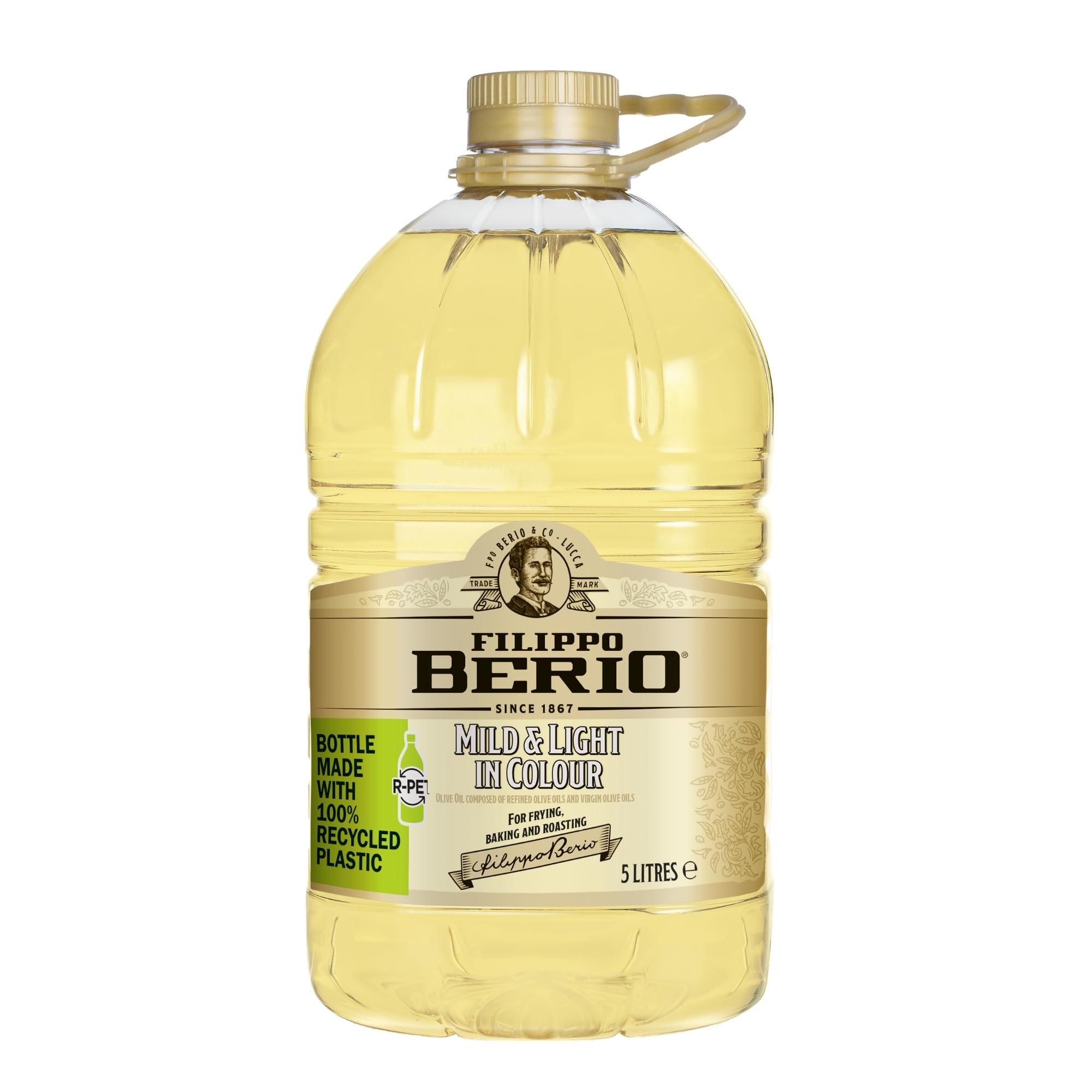 Filippo Berio Olive Oil, Mild and Light Olive Oil, Catering, Bulk Large Bottle, 5l