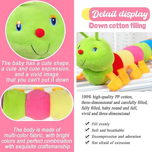 Miniatura 4 de Peluche de oruga de 31.5 pulgadas, almohada gigante colorida de oruga para regalo