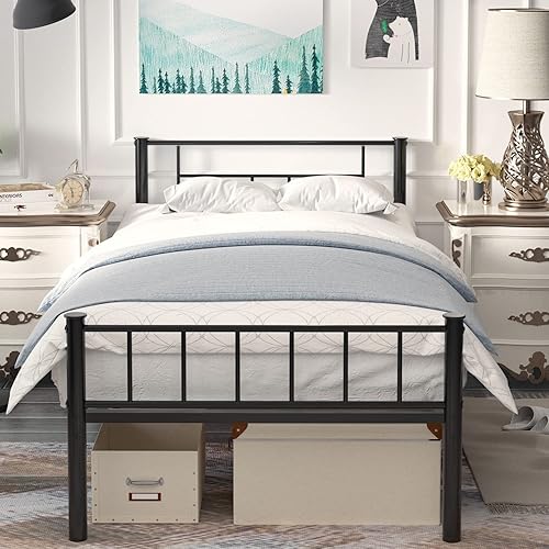 4 EVER WINNER Base de cama de plataforma individual con cabecero, marcos de cama individual de 14 pulgadas, marcos de cama de metal de sal de acero disponible en Yaxa Colombia