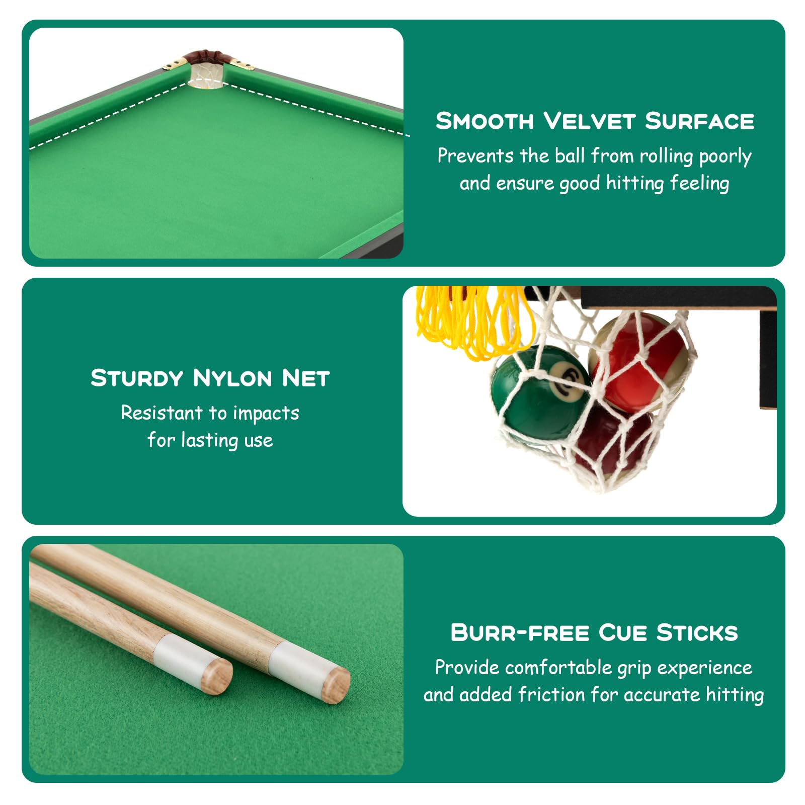 HOMASIS Billardtisch klappbar, Billiard Tisch mit 2 Queues 2 Kreiden 16 Bällen Dreieck & Bürste, Tischbillard für Zuhause, Bar & Party, Pool-Billardtische Billard-Spiel für Kinder & Erwachsene