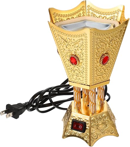 SEWACC Bakhoor - Quemador eléctrico de incienso de estilo de Oriente Medio para mesa, incensario eléctrico, quemador de incienso de metal para el
