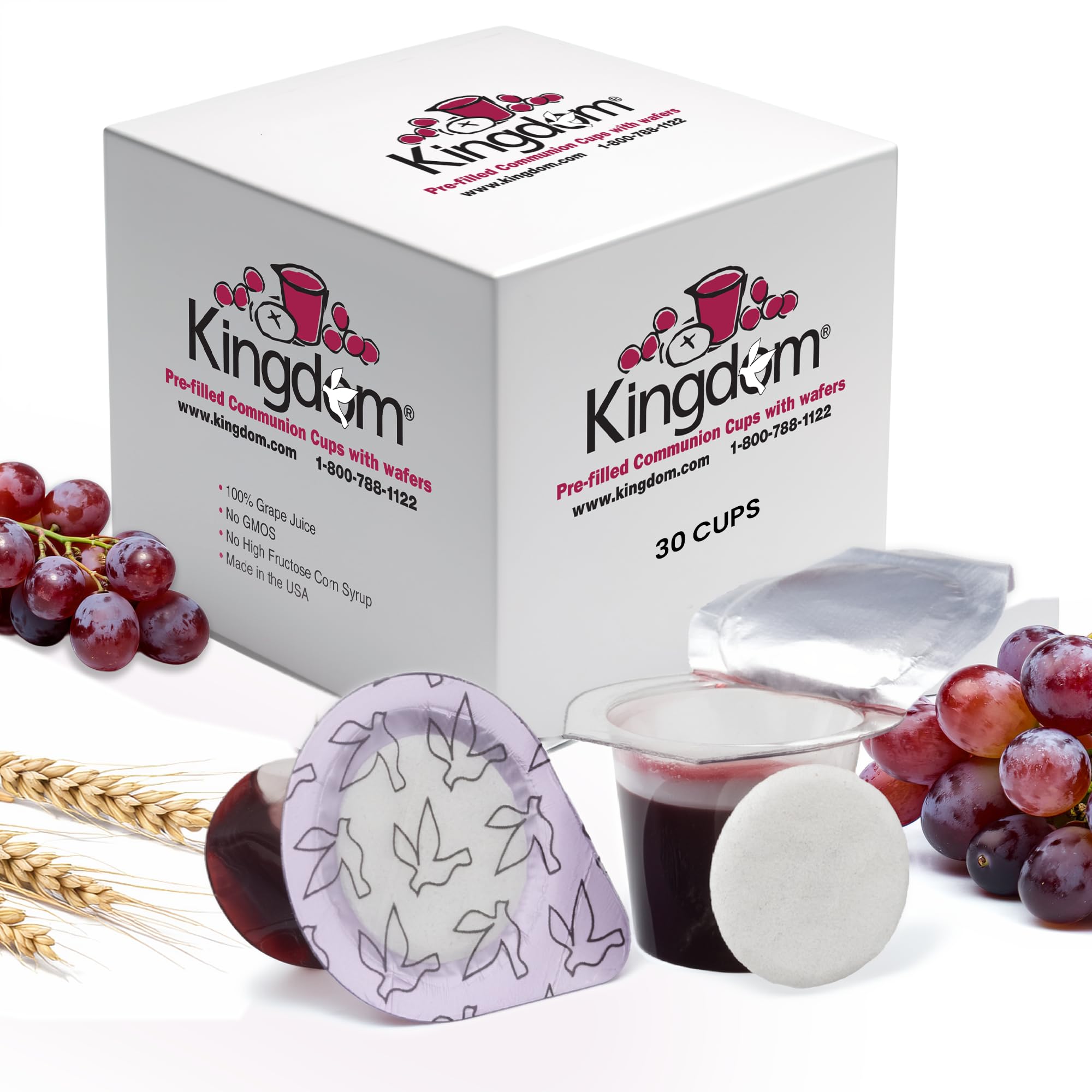 Kingdom Prefilled Communion Cups with Wafers - 30 Count