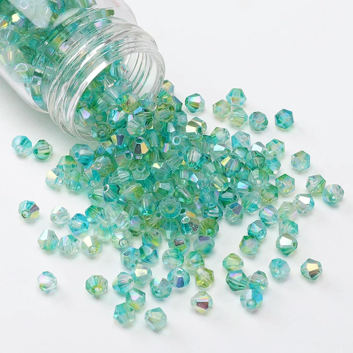 HUIOYG 130pcs 4mm Bicone Beads Crystal Loose Spacer Beads for Bracelet Making