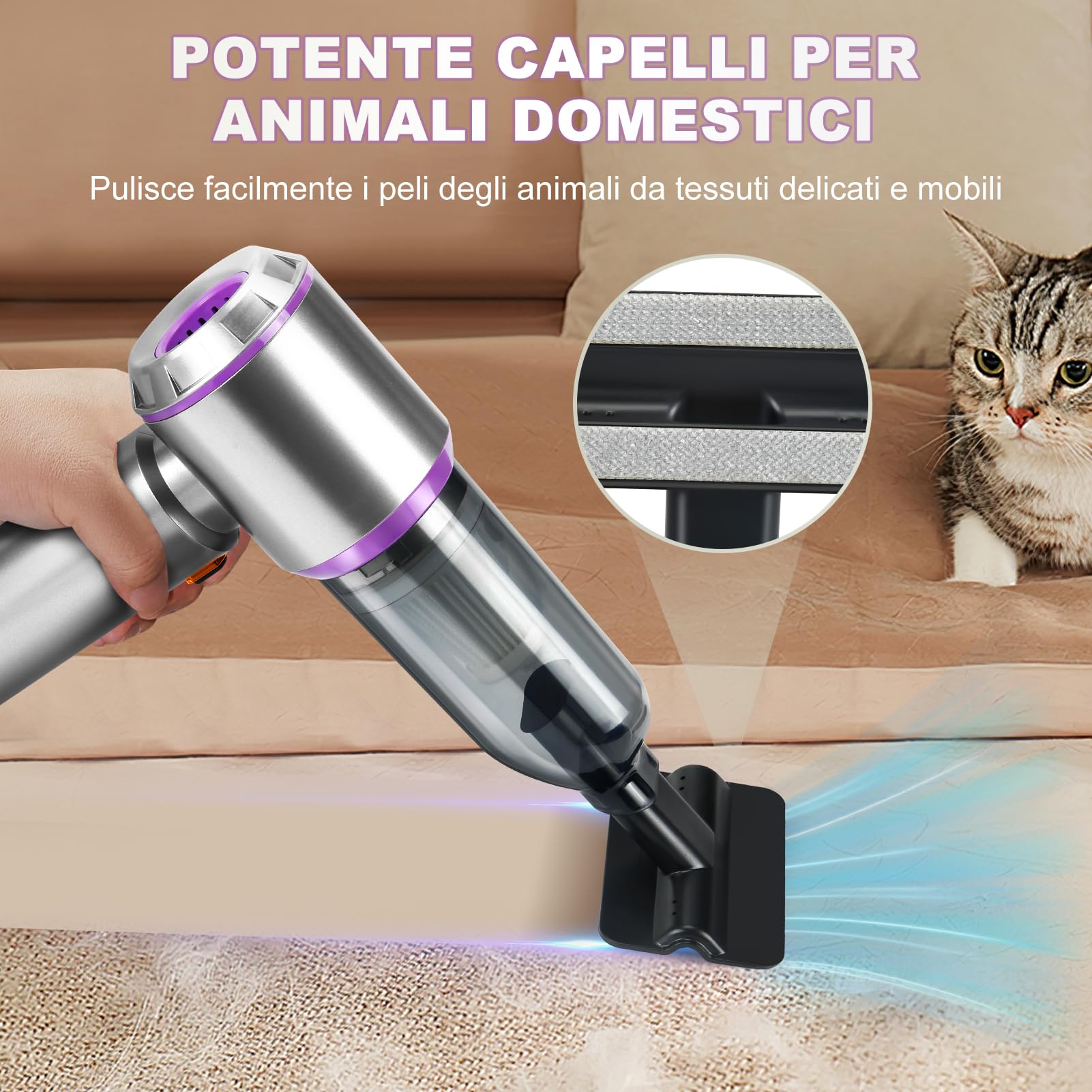 Aspirapolvere Auto Senza Fili 4 In 1 - 18000 Pa, Motore Brushless, USB-C, Per Auto E Casa - Foto 7