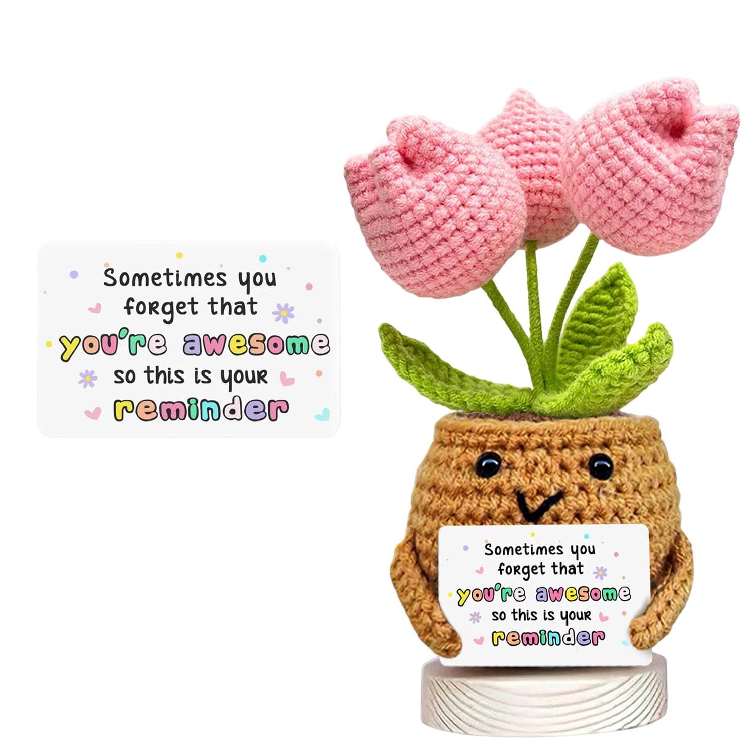 Thank You Gifts, Positive Crochet Flowers, Teacher Appreciation Gifts, Emotional Support Crochet, Cute Stuff Knitted Doll, Funny Crochet Gift for Teacher, Women, Mom,Friend,Coworker (Tulips Flower)