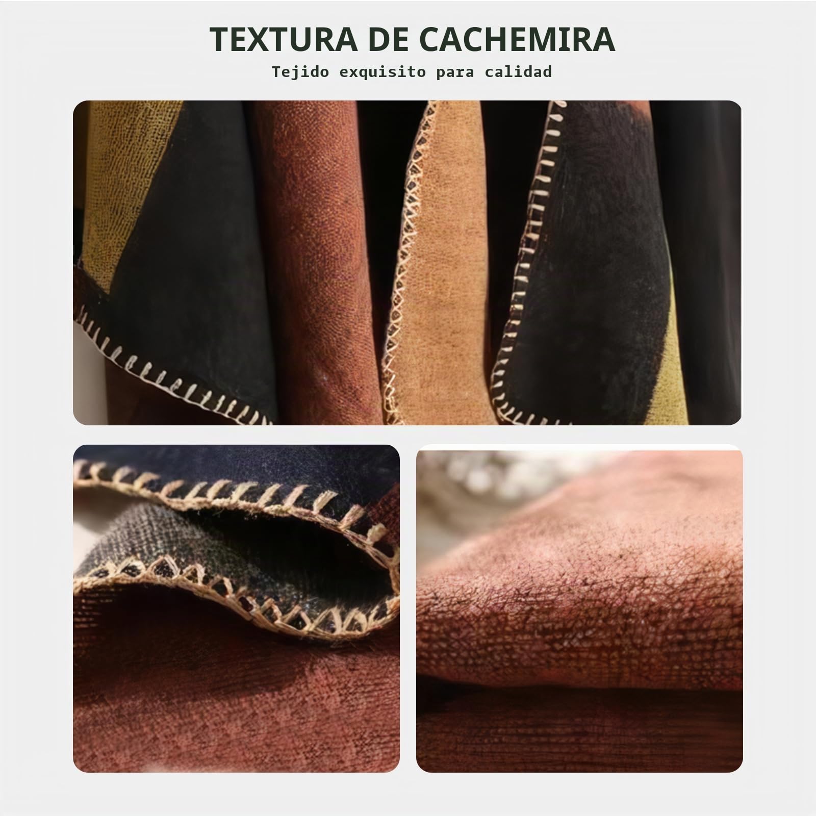 LumiSyne Invierno Chal De Cachemira Mujer Poncho De Punto Capa Bloques De Color Patrón a Cuadros Frente Abierto Poncho Cardigan Tartán Manta Capa Elegante Estola Chal Grande Cálida Pashmina Bufanda