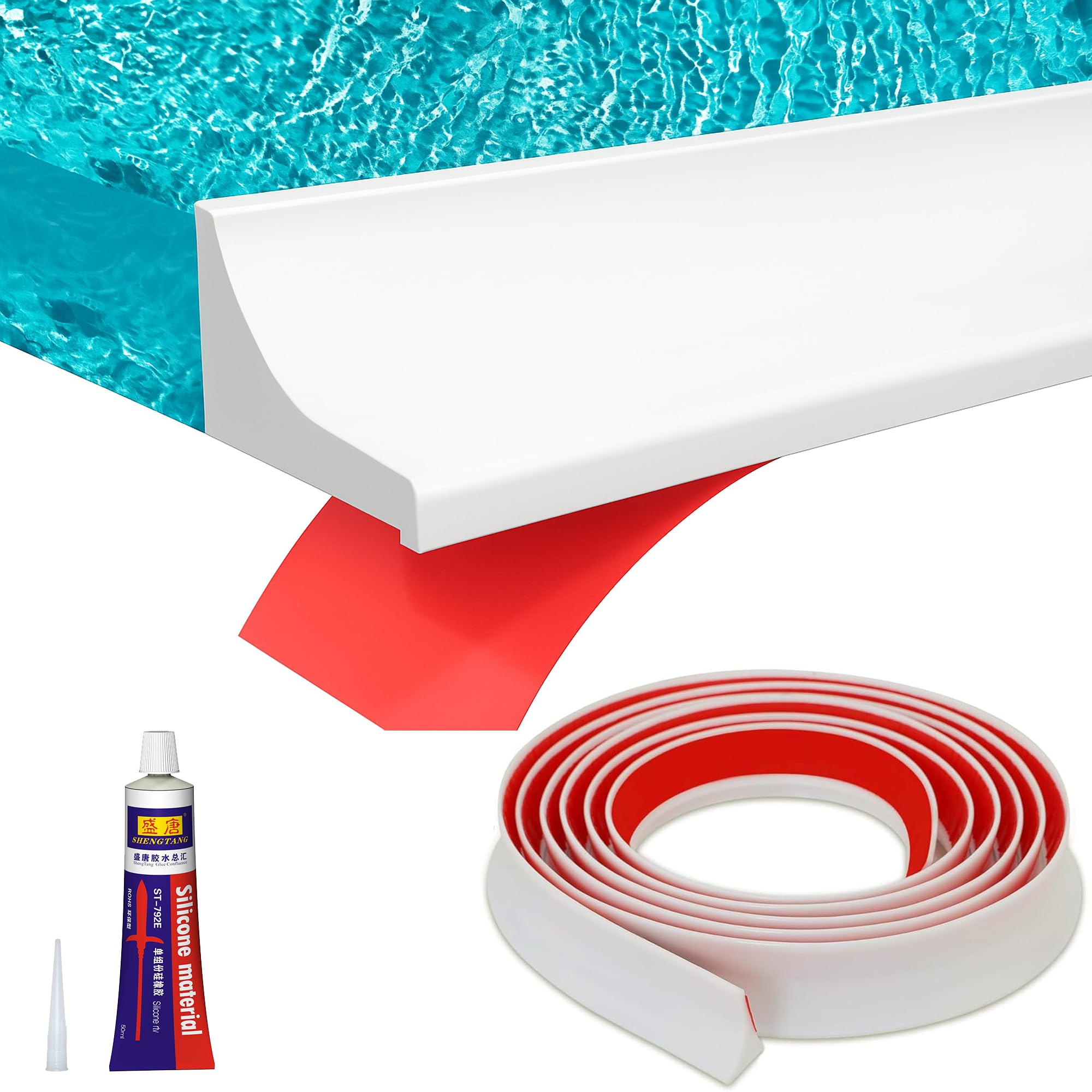 URBANMONK 1-Meter Self Adhesive Sink Water Stopper for Kitchen Slab | Bathroom Silicone Water Stopper for Kitchen Sink with Glue Stick | Water Stopper for Bathroom-image-36