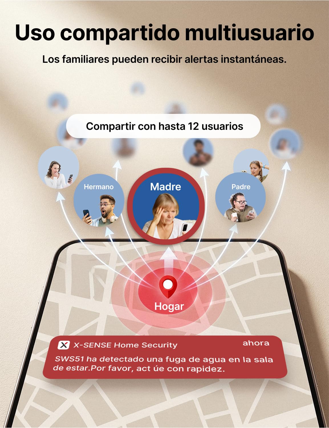 X-Sense Inteligentny wykrywacz wycieku wody Wi-Fi, czujnik wody SWS54 SWS51 3-pak