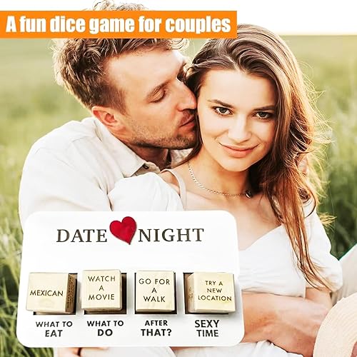 Miniatura 7 de Dados de noche de cita  Creative After Dark Edition, 5 juegos de mesa de madera para pareja cita nocturna, divertidos dados de madera para decisión