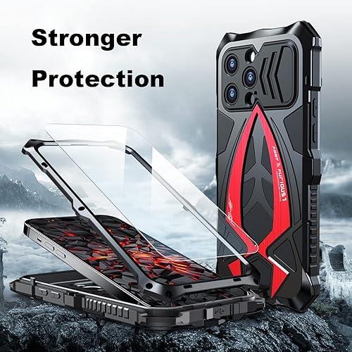 Miniatura 8 de Funda de metal para iPhone 13 Pro a prueba de golpes con aluminio y goma de silicona híbrida de triple capa de protección contra caídas de grado
