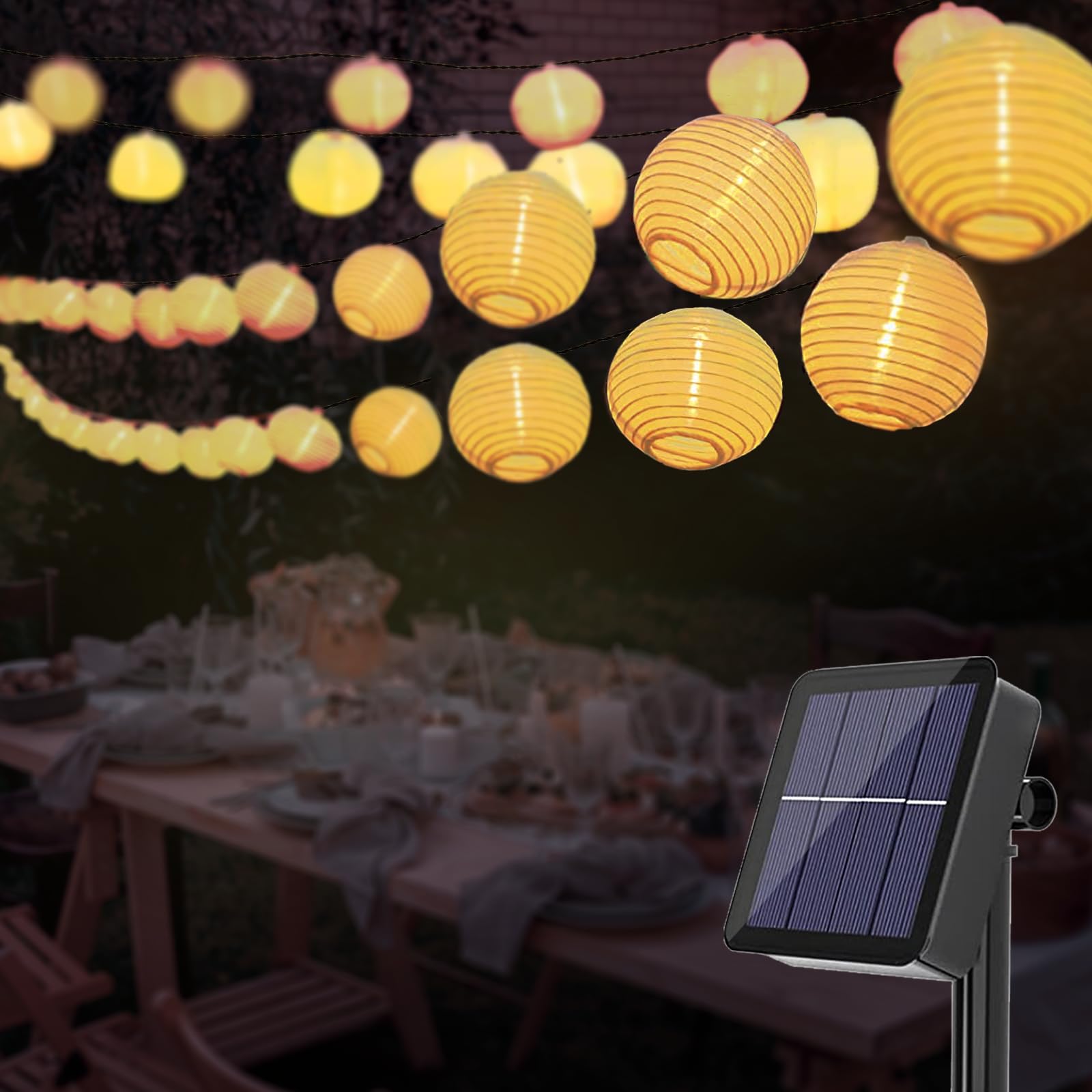 LED Fairy Lights Lanterns Outdoor Solar 6.5 m 30 LED Lanterns 8 Modes Waterproof Solar Lighting Solar Fairy Lights Outdoor for Garden Yard