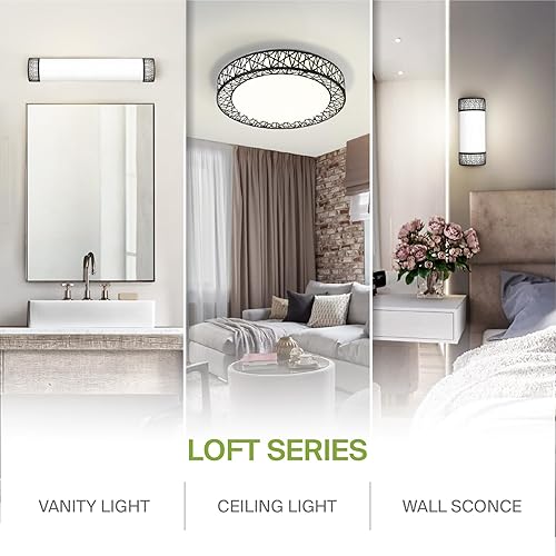 Miniatura 7 de ASD Lámpara LED de tocador de baño de 18 pulgadas, moderna, regulable de 20 W, 2700 K-5000 K, ajustable, para montaje en pared, luces de baño negras