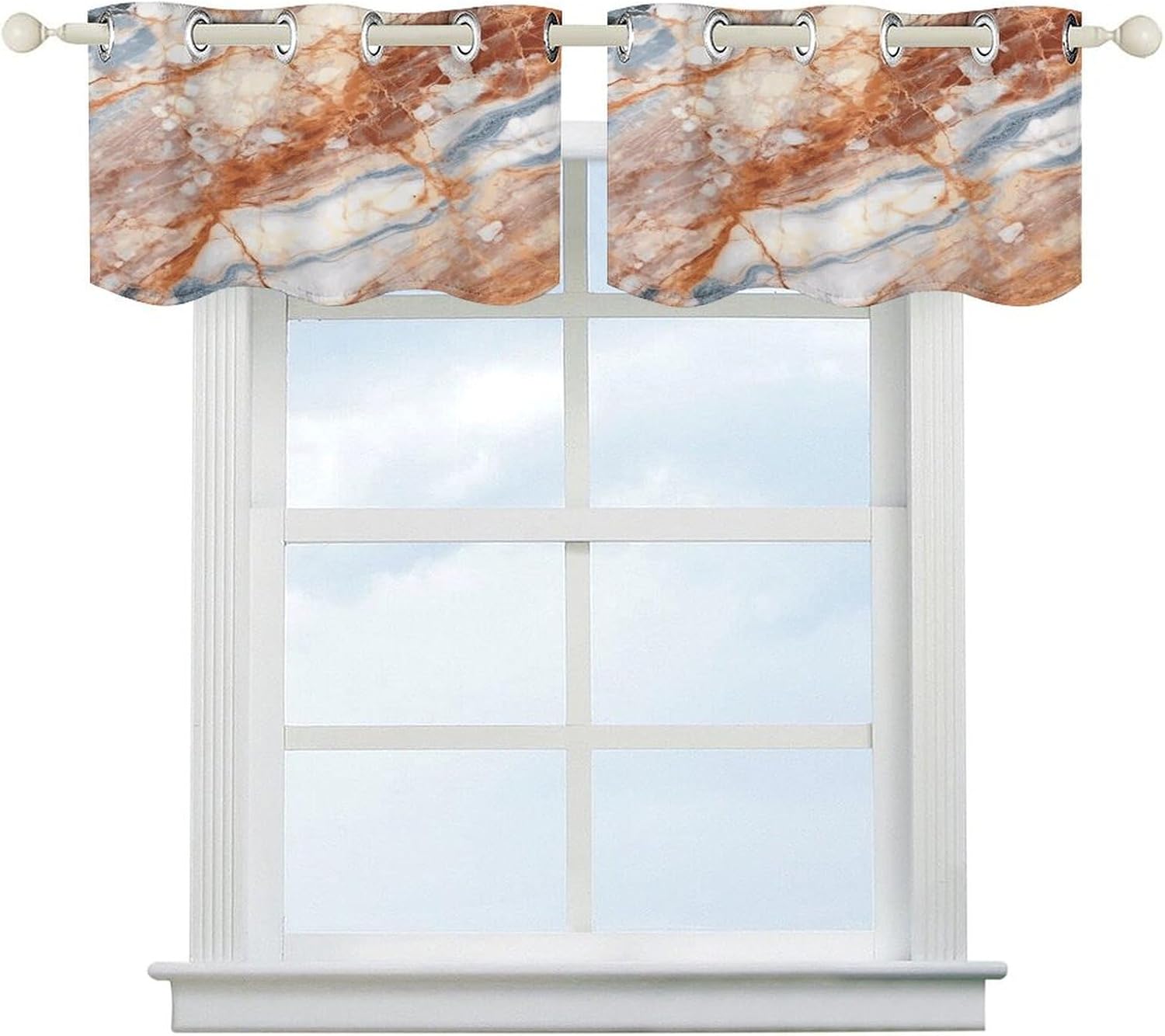 Marble Short Curtain Blackout Valance