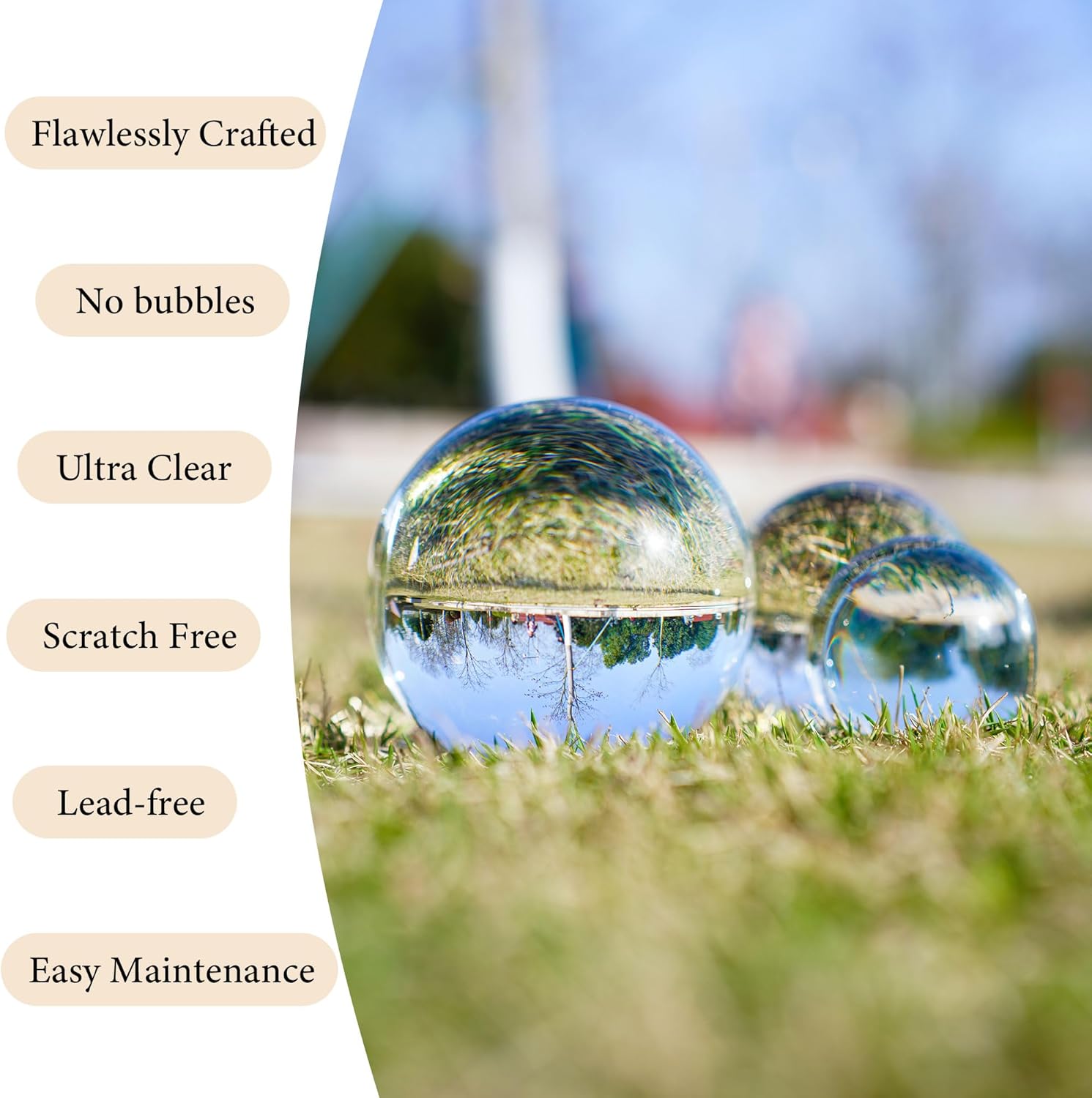 ZEERSHEE 3pcs 60/80/100mm Clear Crystal Balls with Stand Decorative Transparent Spheres Photography Prop for Magical Shots Fengshui Crystal Balls for Meditation Divination Decor