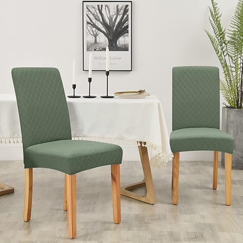 Vista 61 de Forcheer - Juego de 4 fundas elásticas para sillas de comedor con estampado elástico, lavable, extraíble, para cocina, hotel, restaurante