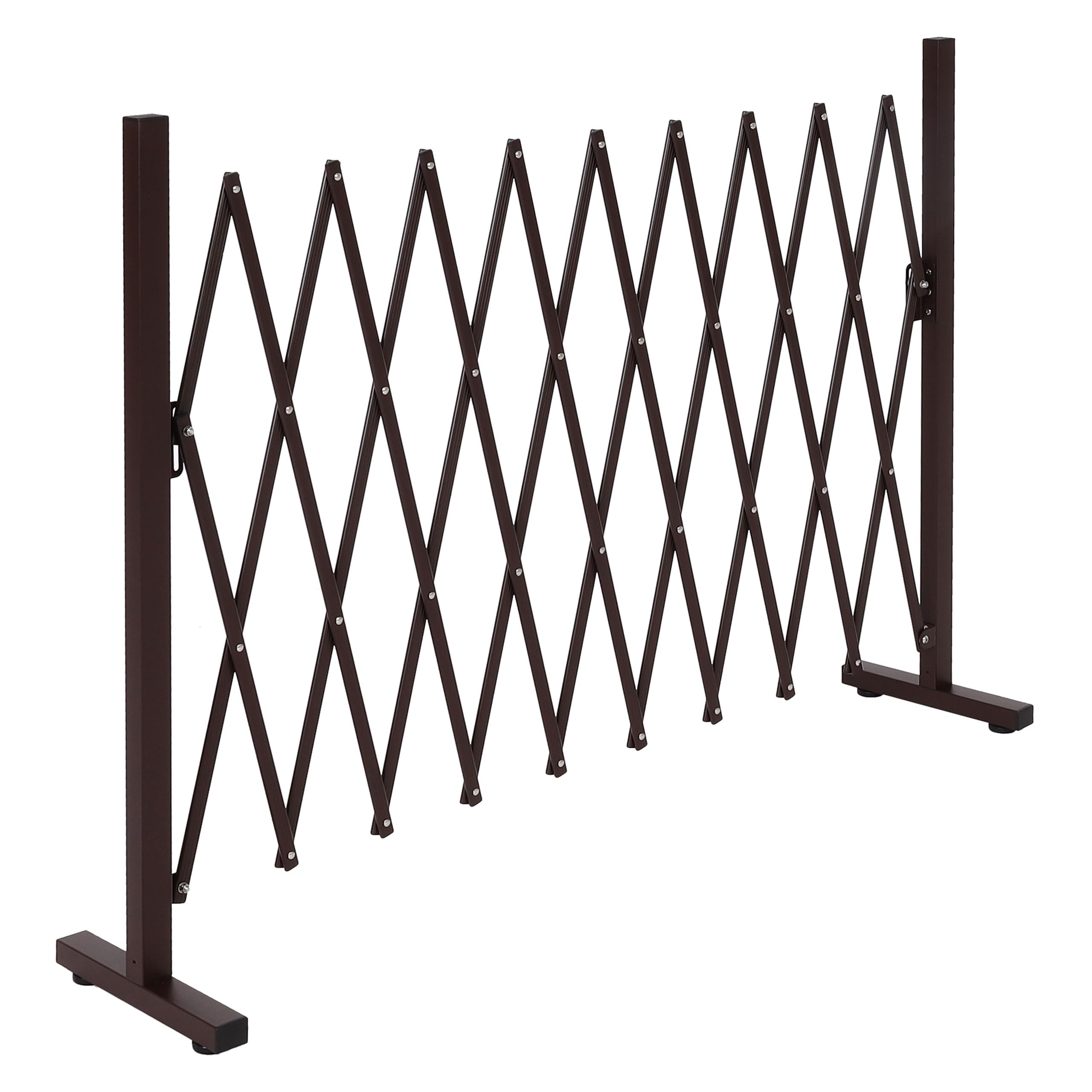 Barrière en Aluminium HWC-K56 Extensible pivotante en Acier 103x36-265x31cm Marron