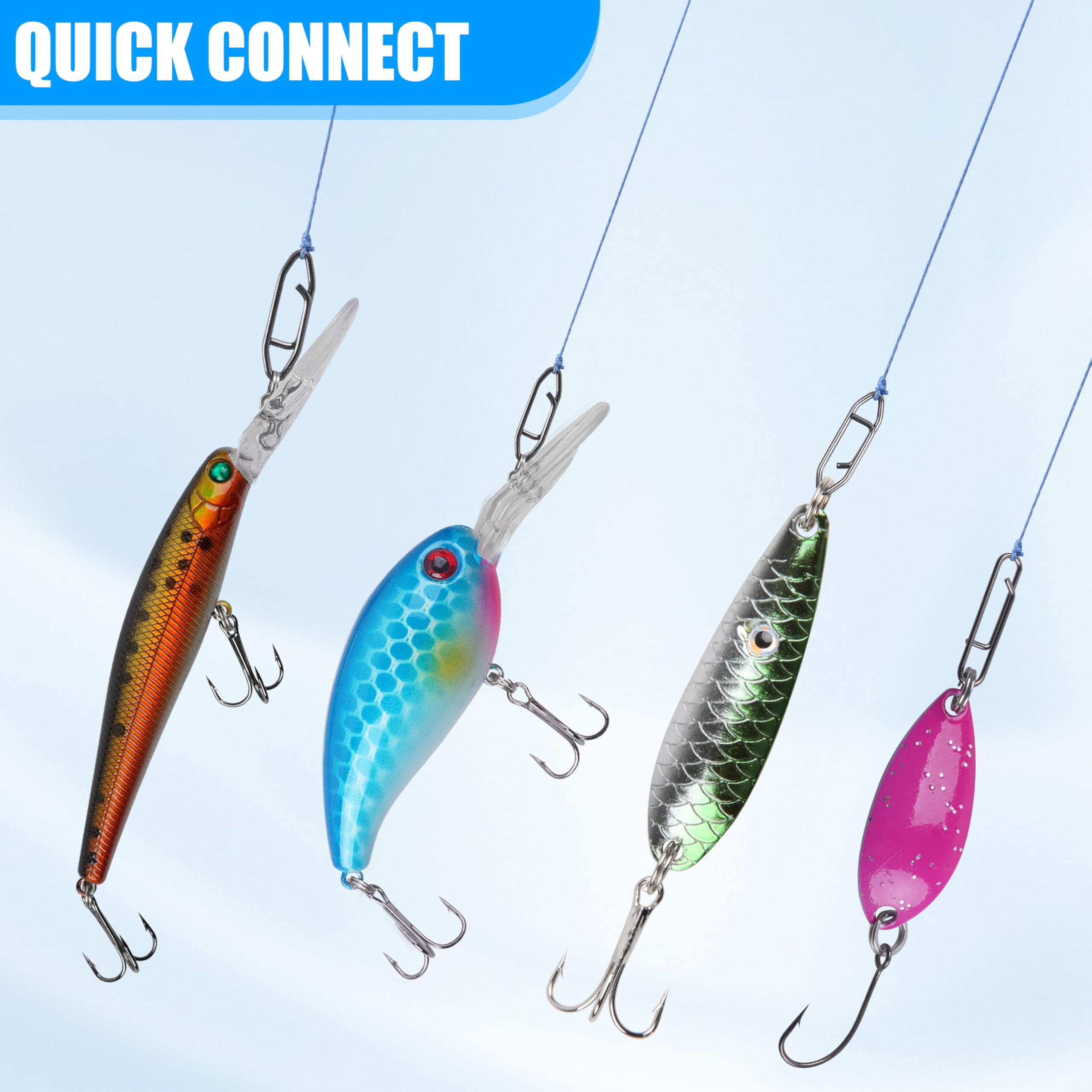 AGOOL Speed Clips for Fishing Lures Kit, Fishing Snaps Clips High Strength Quick Change Clips Stainless Steel Fishing Power Clips Swivels Fishing Tackle Connector Snaps : Sports & Outdoors