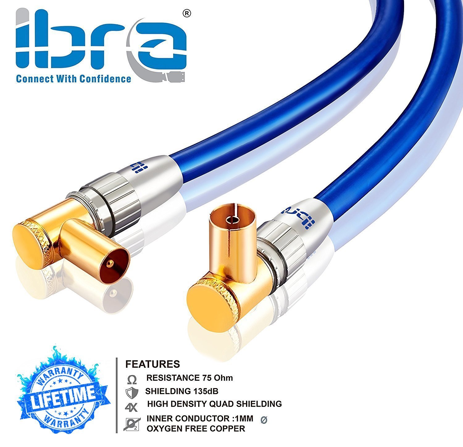 CableDirect – Cavo antenna 4K, cavo TV con connettore dritto ad angolo di 90° – Cavo TV