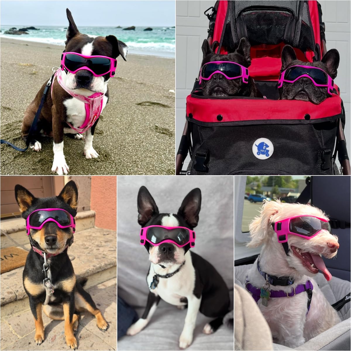 Occhiali da Sole per Cani Occhiali Protettivi per Cani Occhiali da Sole Anti-UV Protezione per gli Occhi per Cani Piccoli/Medi - Rosa