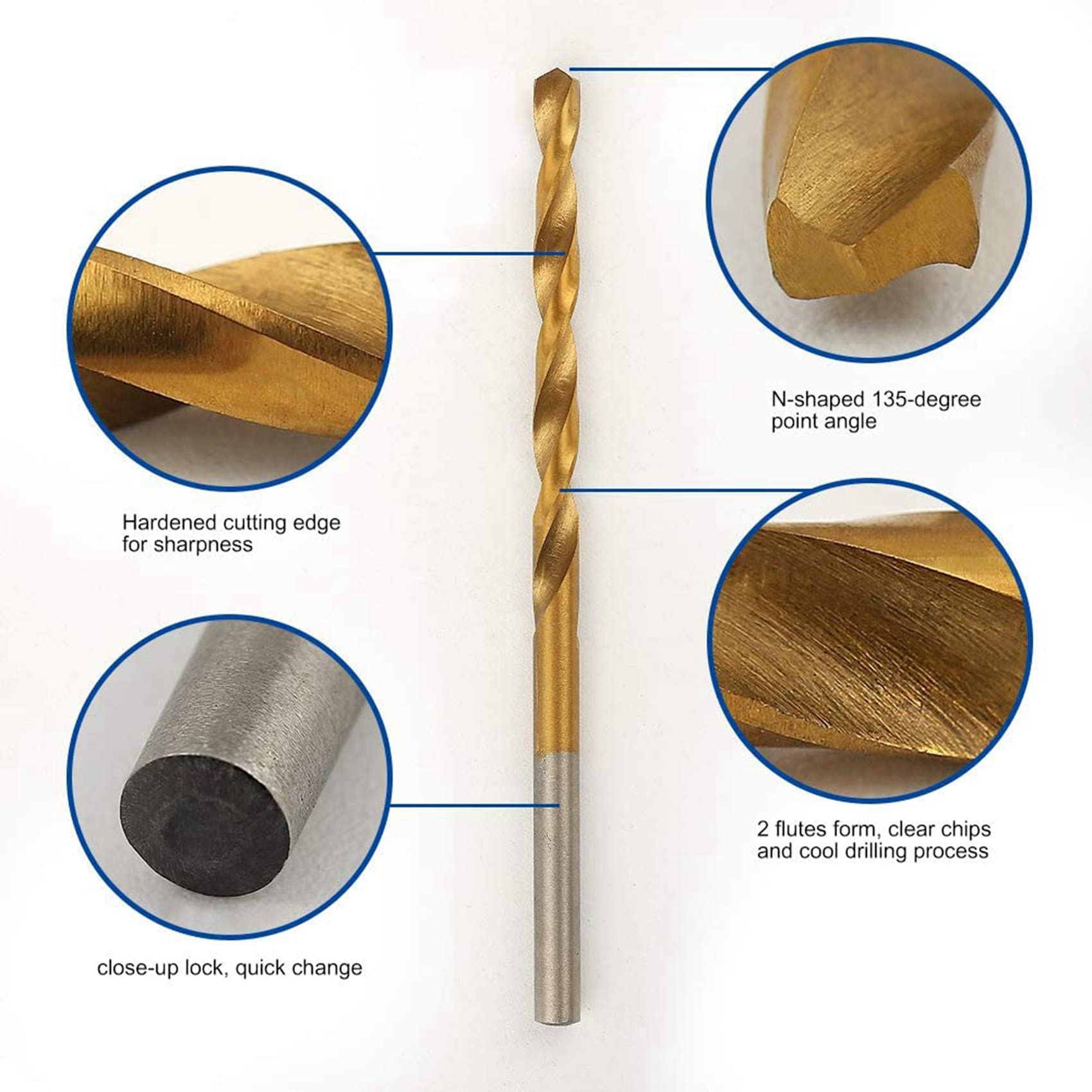 600 Piezas Juego de Brocas de Titaneo Brocas HSS para Metal, Acero, Madera, Plástico, Cobre, Aleación de Aluminio, 1 mm una 3.5 Mm