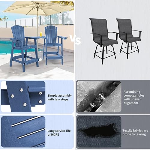 Miniatura 7 de FUNBERRY Silla alta Adirondack, sillas altas para balcón para todo tipo de clima, con soporte para tazas