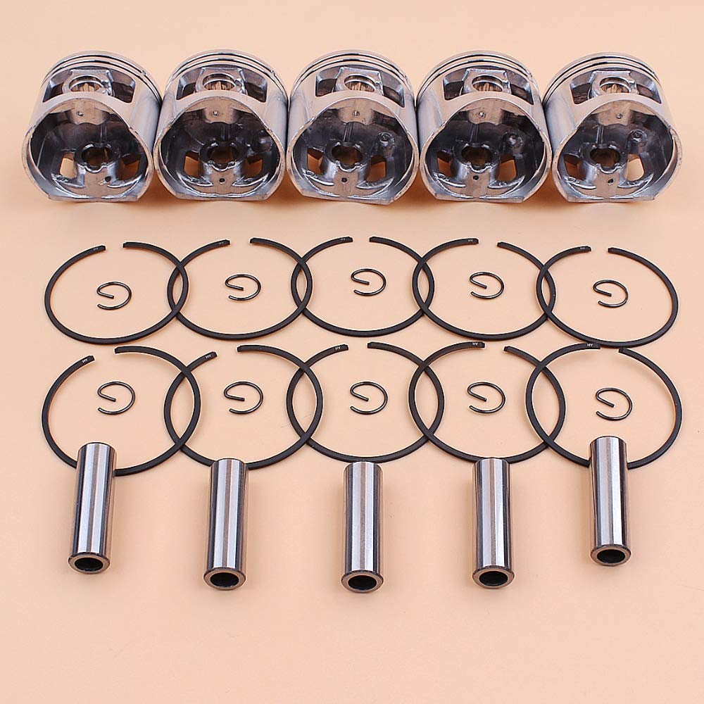 Tiempo Beixi 5set / Lot 45mm Anillos de pistón Kit for 4500 5800 5200 China Sierras a 45cc 52cc 58cc Motor del Motor de Gas Chinos Motosierra Recambios