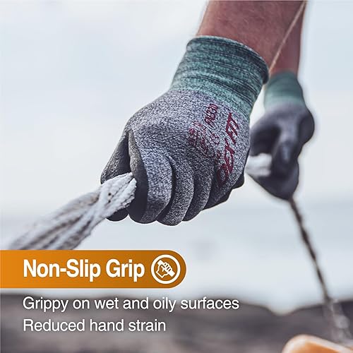 Miniatura 5 de DEX FIT Guantes de trabajo de nitrilo FN330, 12 pares, ajuste elástico 3D, agarre firme, delgados y ligeros, compatibles con pantalla táctil,